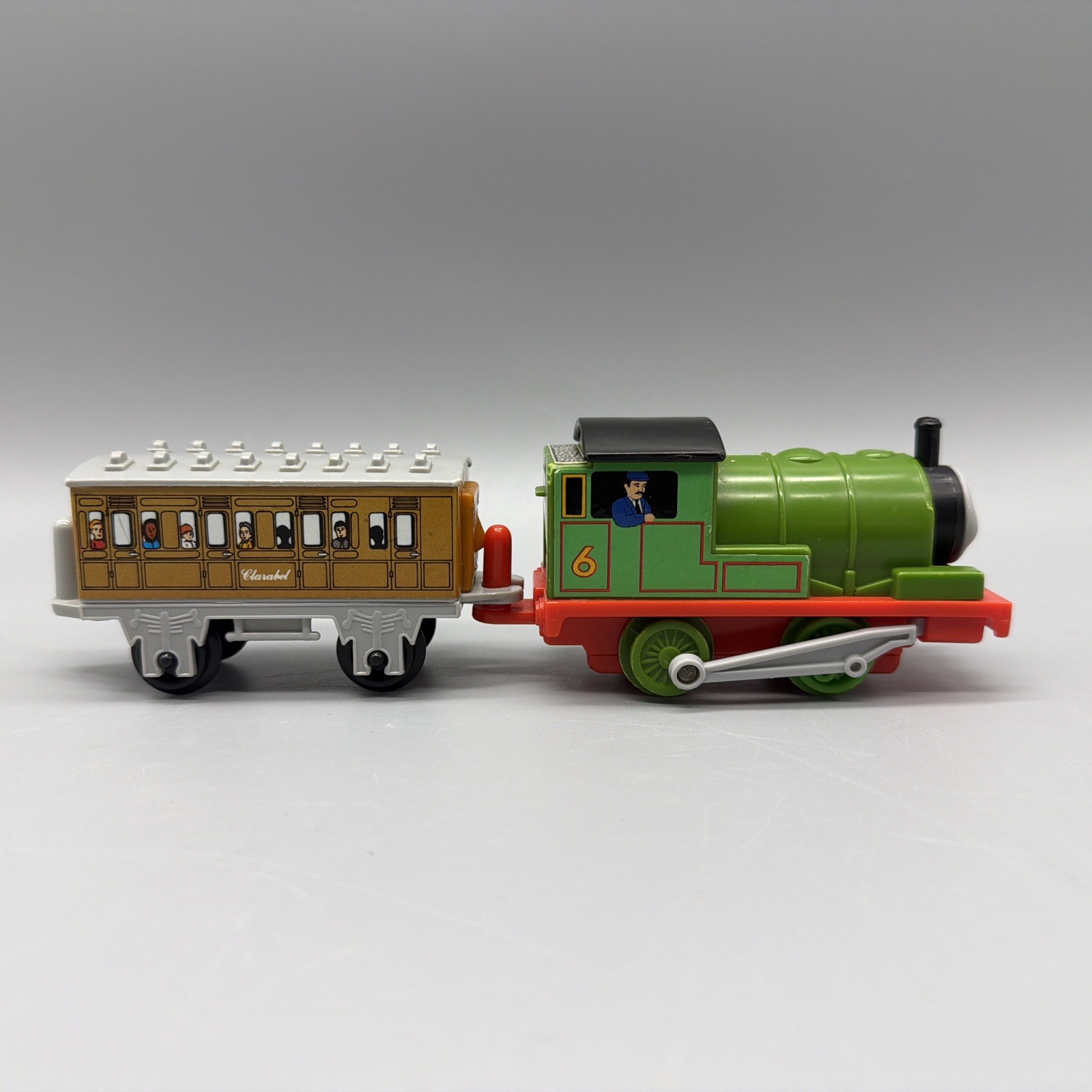 Britt Allcroft Thomas Train PERCY 4&Prime; Engine & Clarabel Car Plastic Vintage 1992