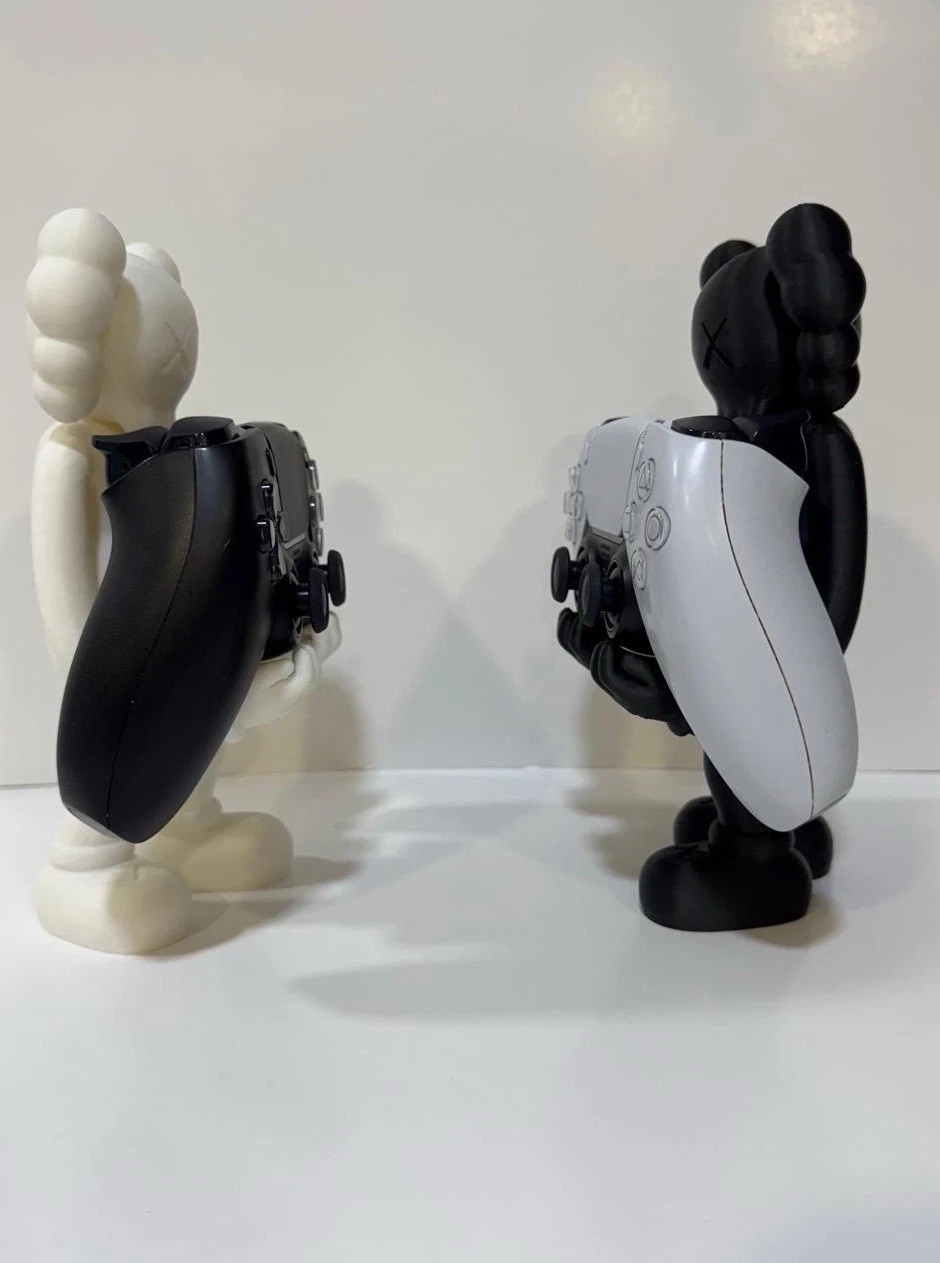 2 Game Console Controller Stands home, decor, display, art, black, and white