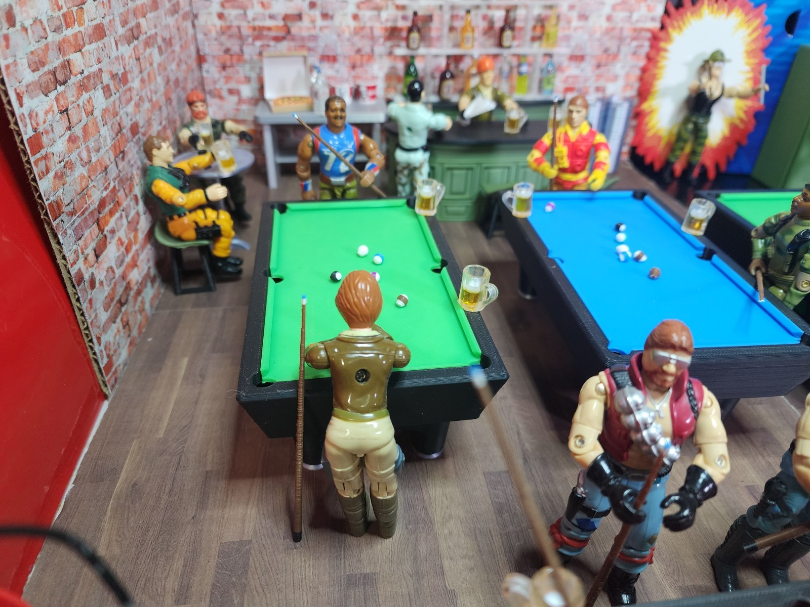 3D Printed Green Pool Table For G.I JOE A.R.A.H. For 3.75&Prime; 1:18 Scale