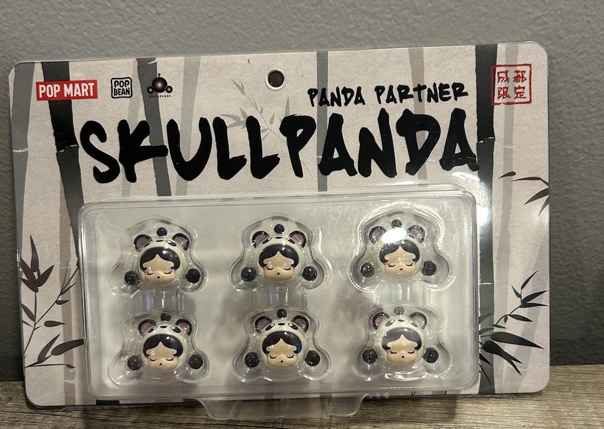 Authentic Pop Mart Pop Beans Skullpanda Panda Partner Black Set Of 6 New