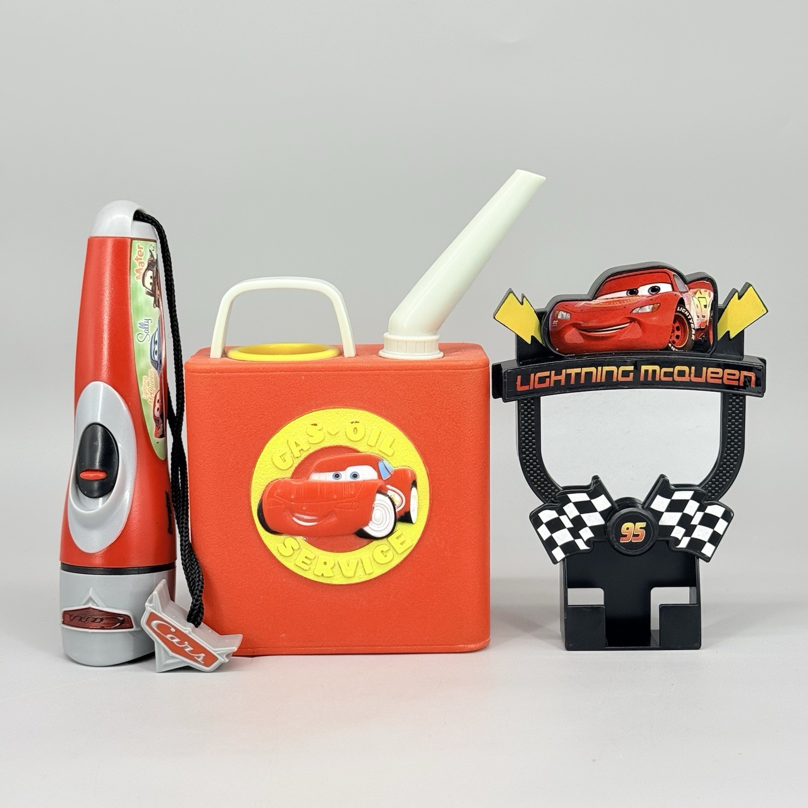 Disney Pixar Cars Lightning McQueen Energizer Flashlight + Gas Can + Mirror