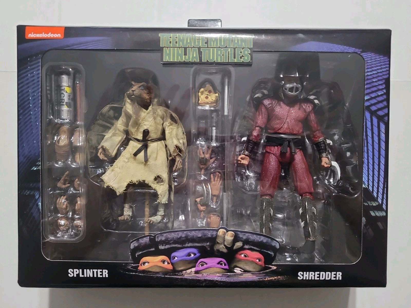 Neca TMNT Movie 7&Prime; Action Figure 2 Pack SPLINTER & SHREDDER Dinged Box Sealed