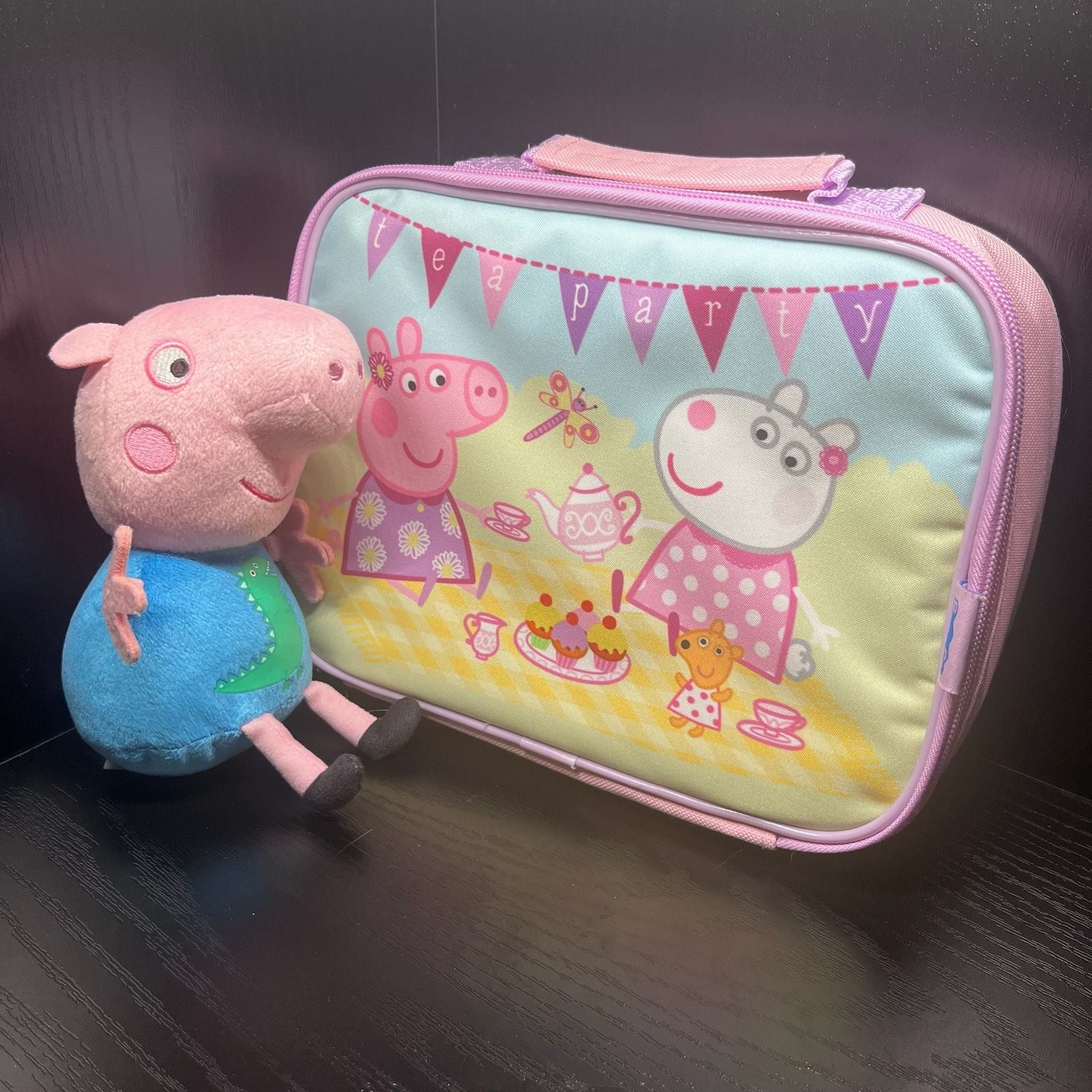 Peppa Pig Tea Party Lunch Bag Cooler & George Pig Plush Hasbro Bundle