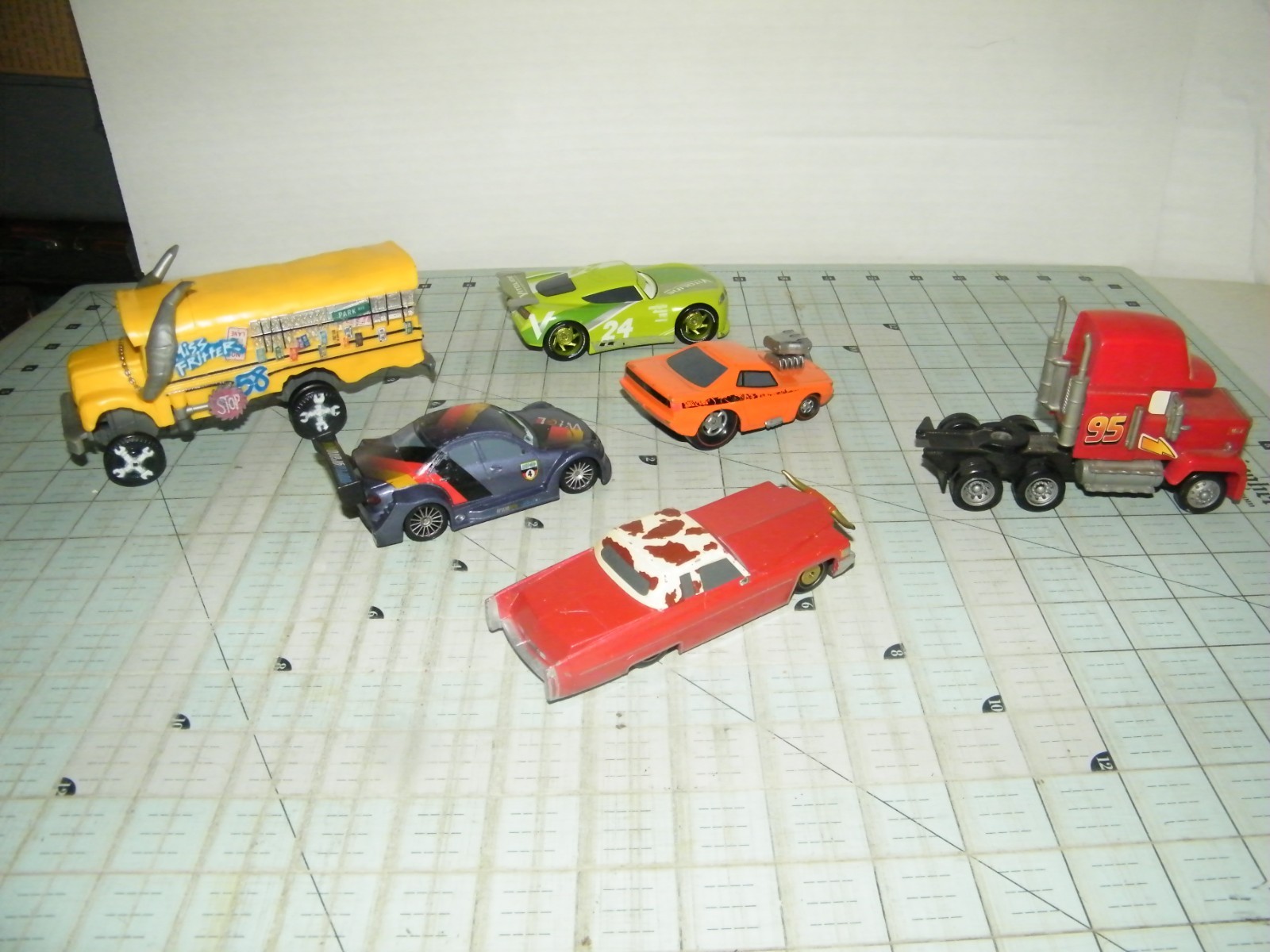 Lot of 6 Disney Pixar Cars Miss Fritter and 5 others larger size