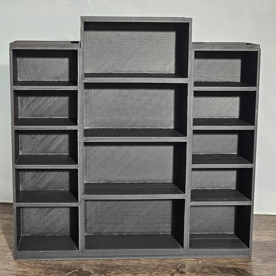 Miniature Wall/Tabletop Black Display Shelf MiniVerse, MiniBrand, Stepped Shelf