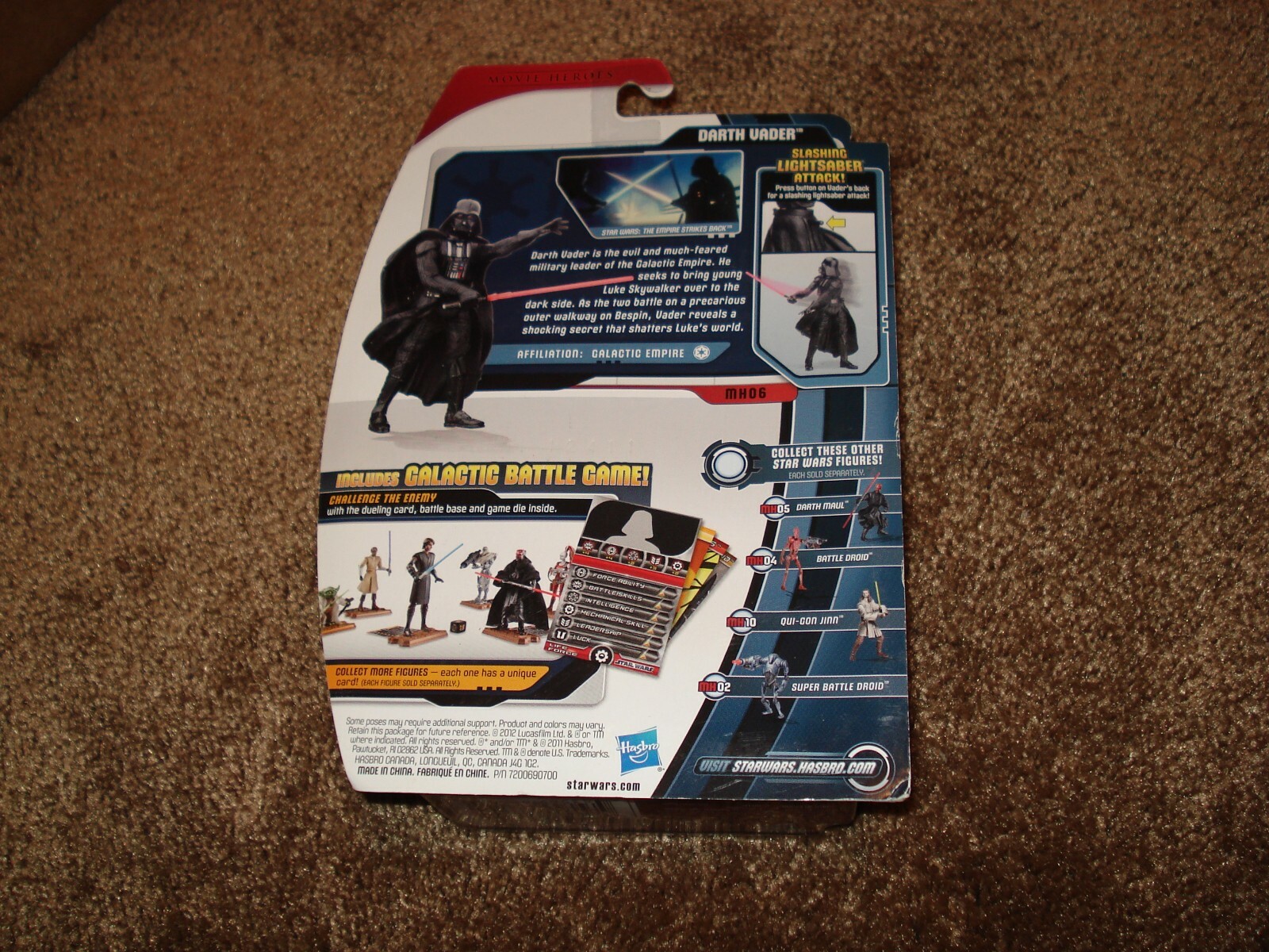 STAR WARS COLLECTABLE 2012 « DARTH VADER MH06 » WITH GALACTIC BATTLE GAME CARD