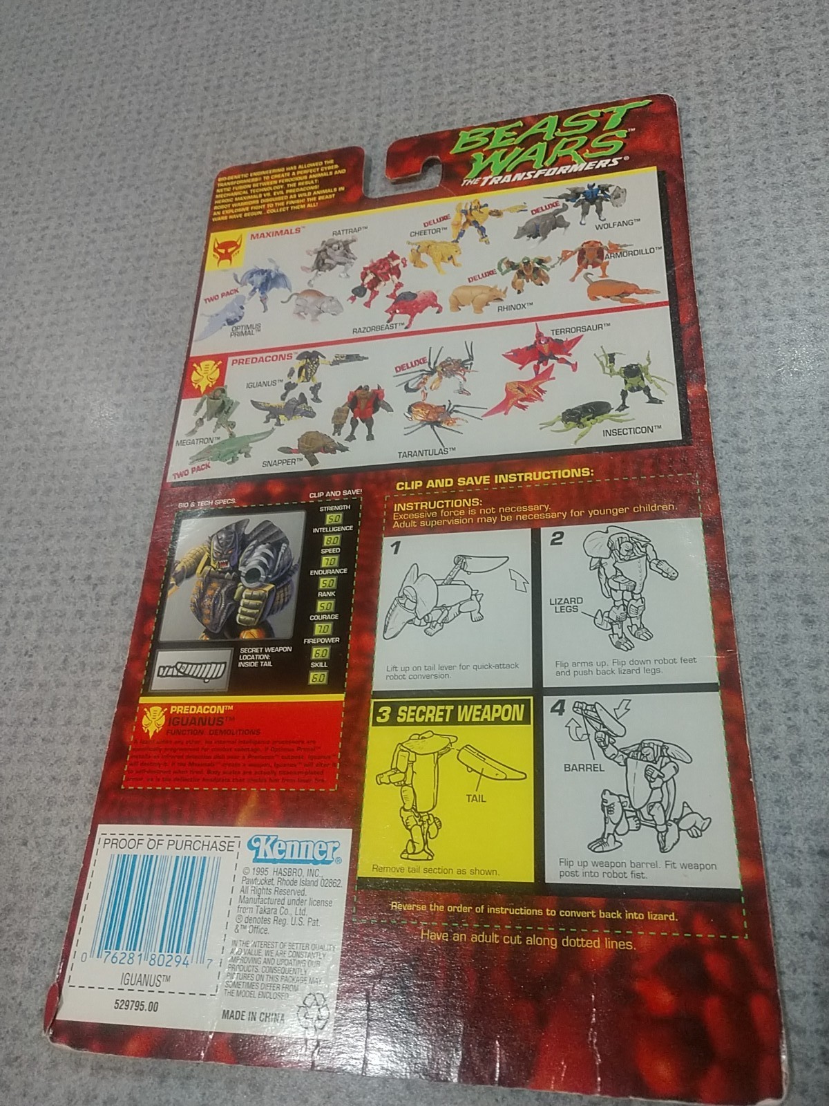Transformers Iguanus Complete Beast Wars Basic Class Vintage