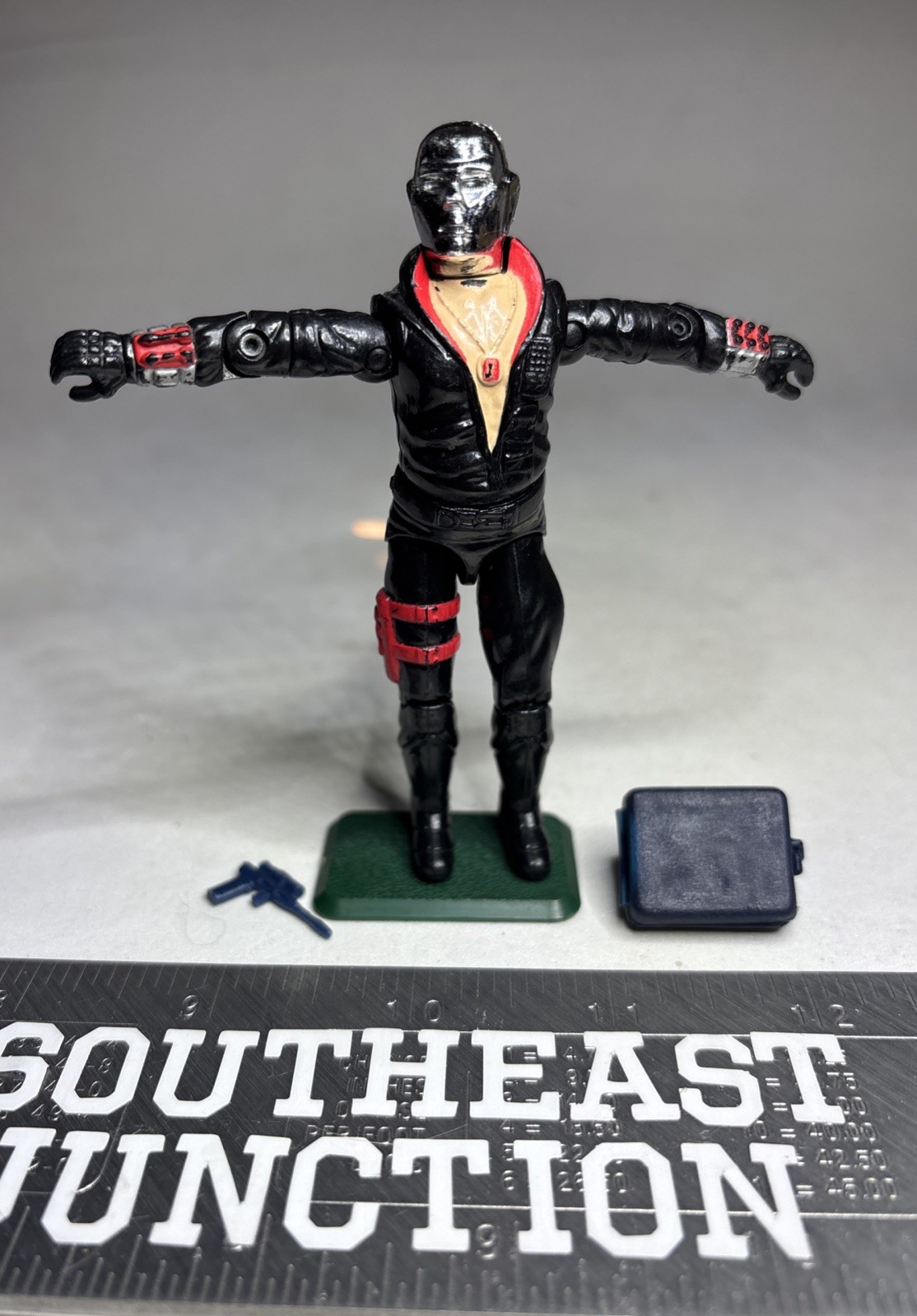 GI Joe 1983 Destro Complete Action Figure With Blue Gun And Case