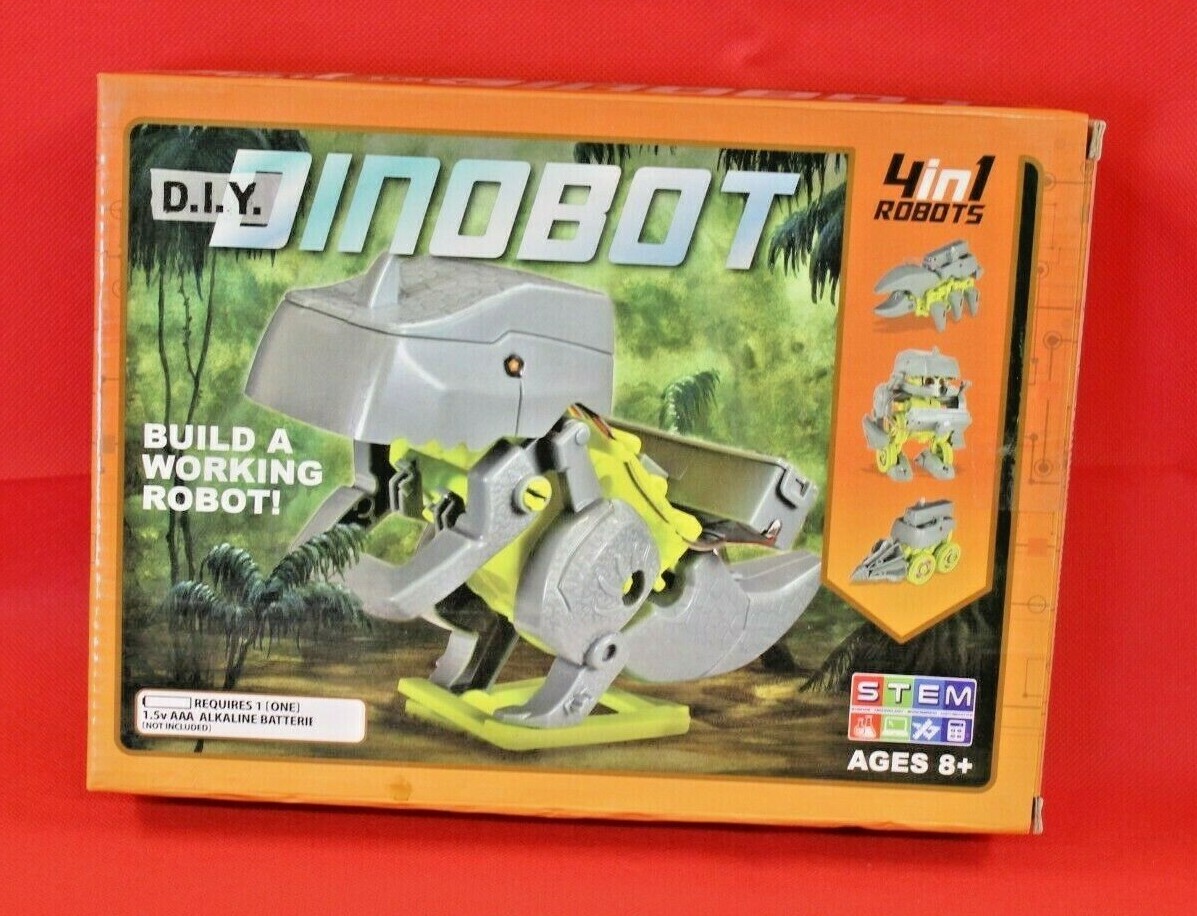 DIY Dinobot Dinosaur, Build a Walking Robot, 4 in 1 Design Battery Operated, New