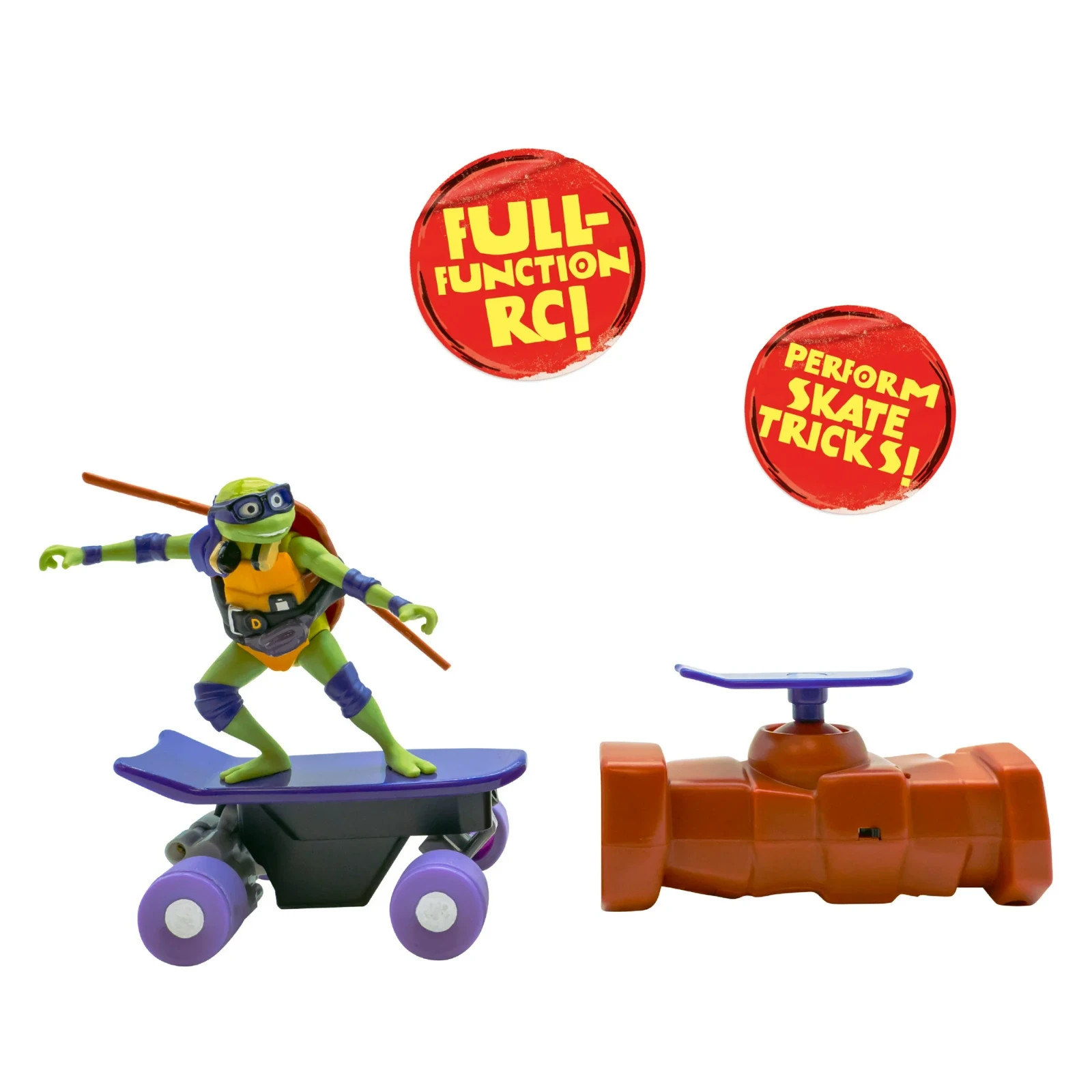 TMNT Mutant Mayhem Donatello Half Pipe RC Skateboard Vehicle 2.4GHz 5+