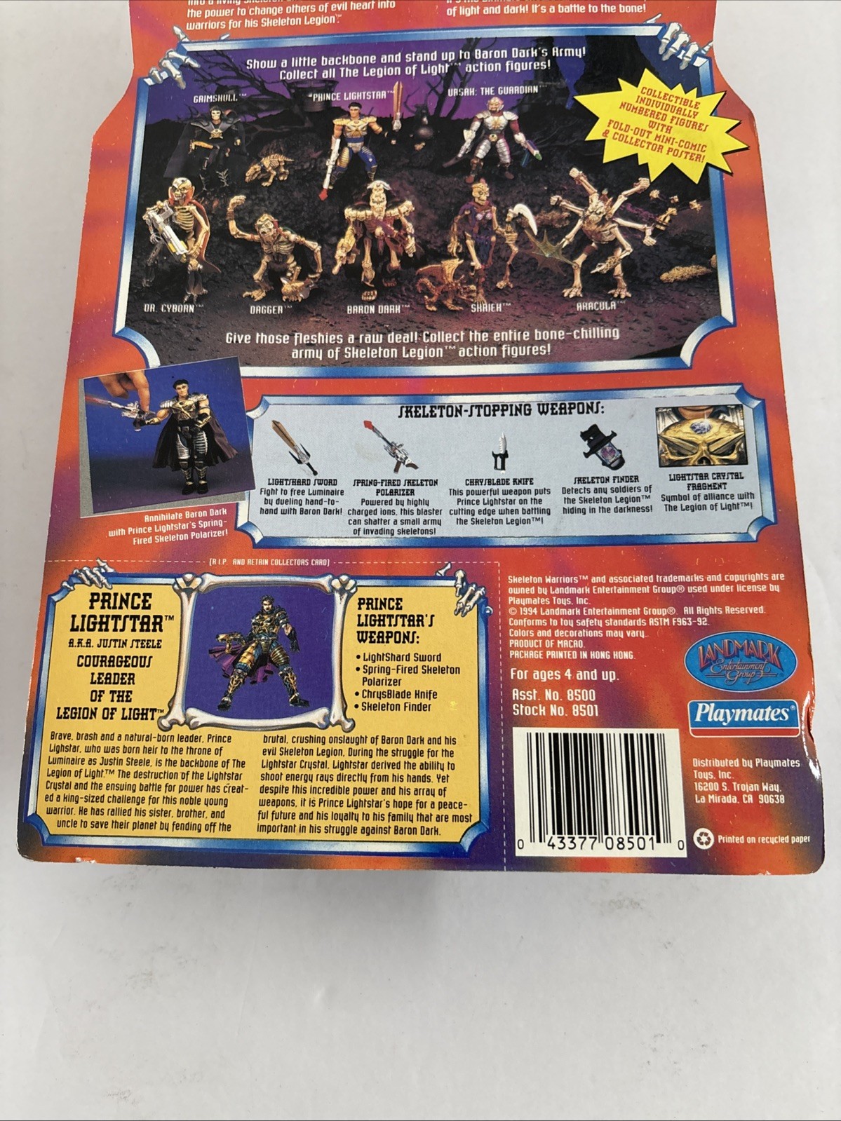 Vintage 1994 Playmates Skeleton Warriors Prince Lightstar Figure Sealed New