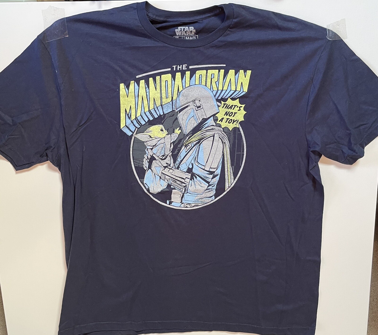 Star Wars T-Shirt 2XL TTG 24”W X 32” L, 12”Mandalorian Universe Mad Engine.