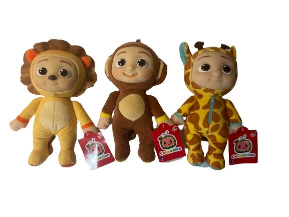NWT CoComelon Lion, Monkey and Giraffe Plush.