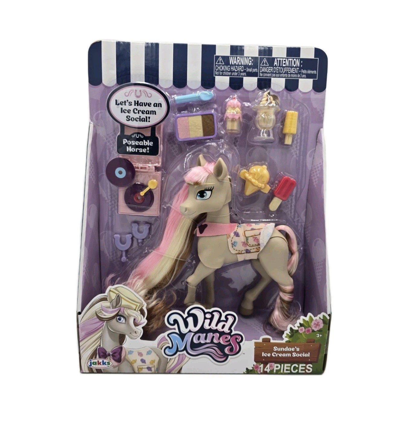 Wild Manes Sundae&rsquo;s Ice Cream Social Poseable Horse Pony Toy 14 Pieces – NIB