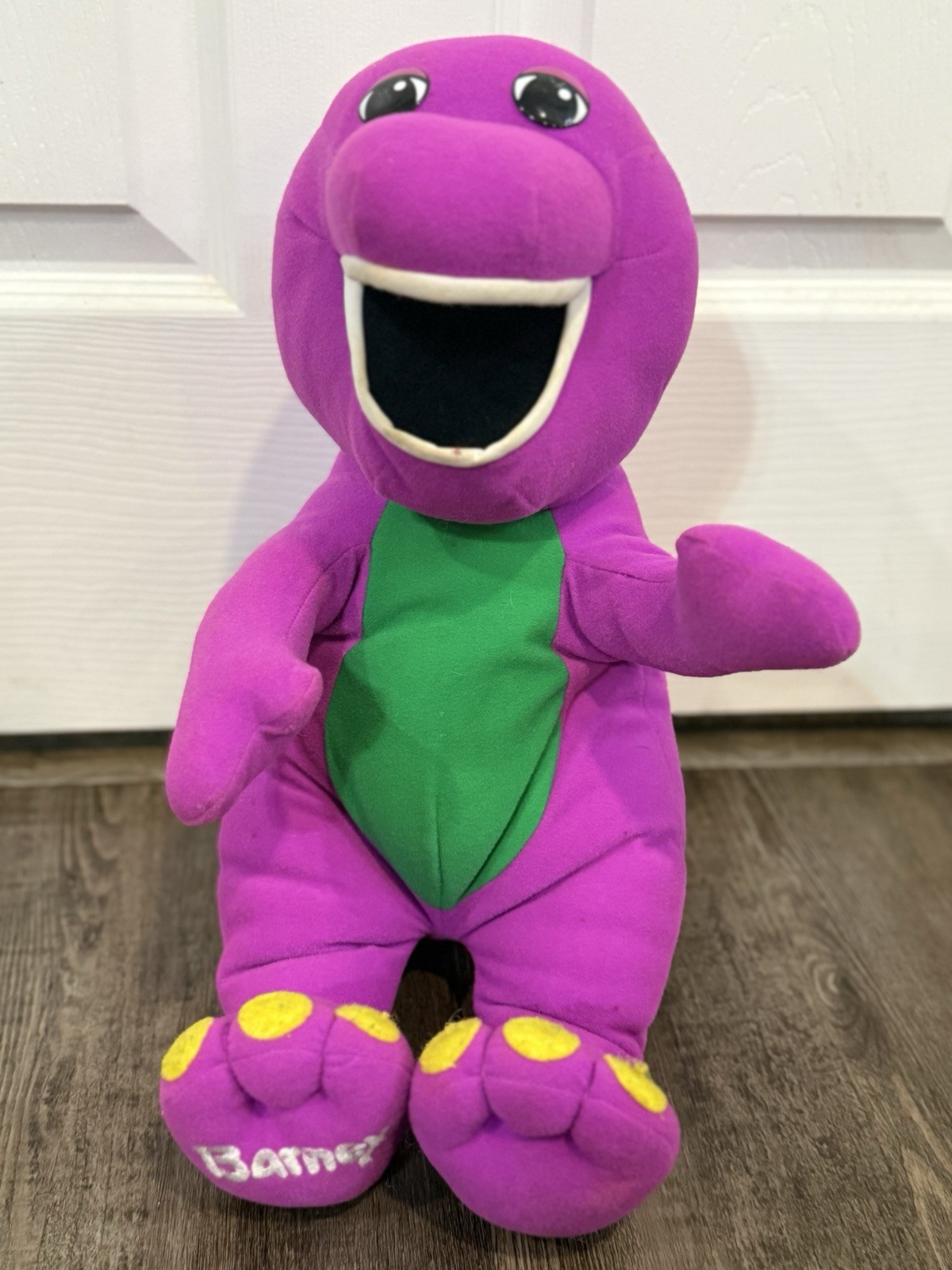 Vintage Playskool TALKING BARNEY 15” Plush Purple Stuffed Animal Works Great!