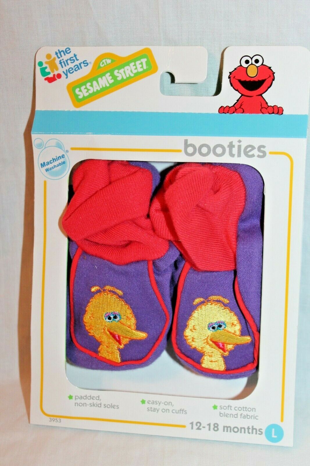 NEW IN BOX SESAME STREET YELLOW BIRD BOOTIES LARGE 12-18 MONTHS
