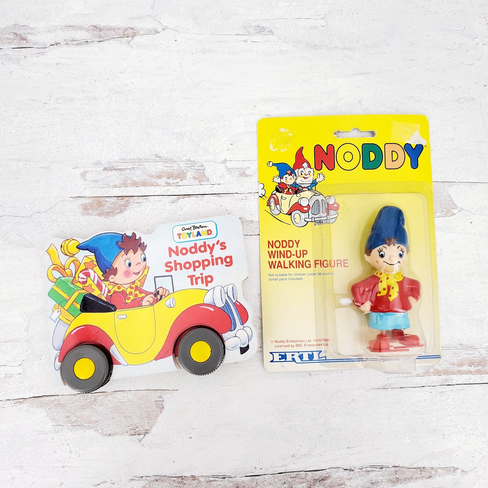 Vintage 1990 ERTL Noddy the Elf Wind-Up Walking Figure and Shopping Trip Book