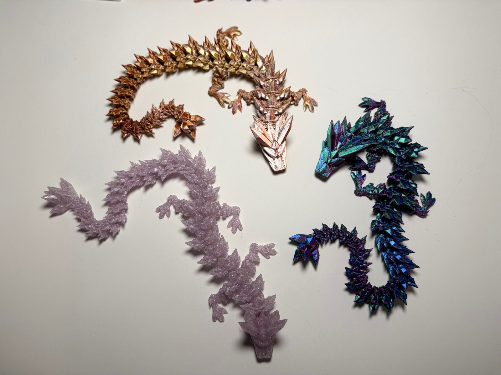 3D Printed Crystal Dragon 21” 60cm Articulated Fidget Toys, Red Gold