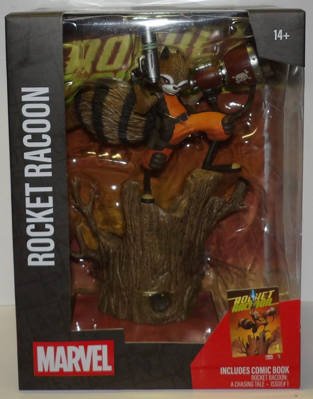 McFarlane ~ ROCKET RACOON ~ Marvel Collection Figure & Comic Chasing Tale #1