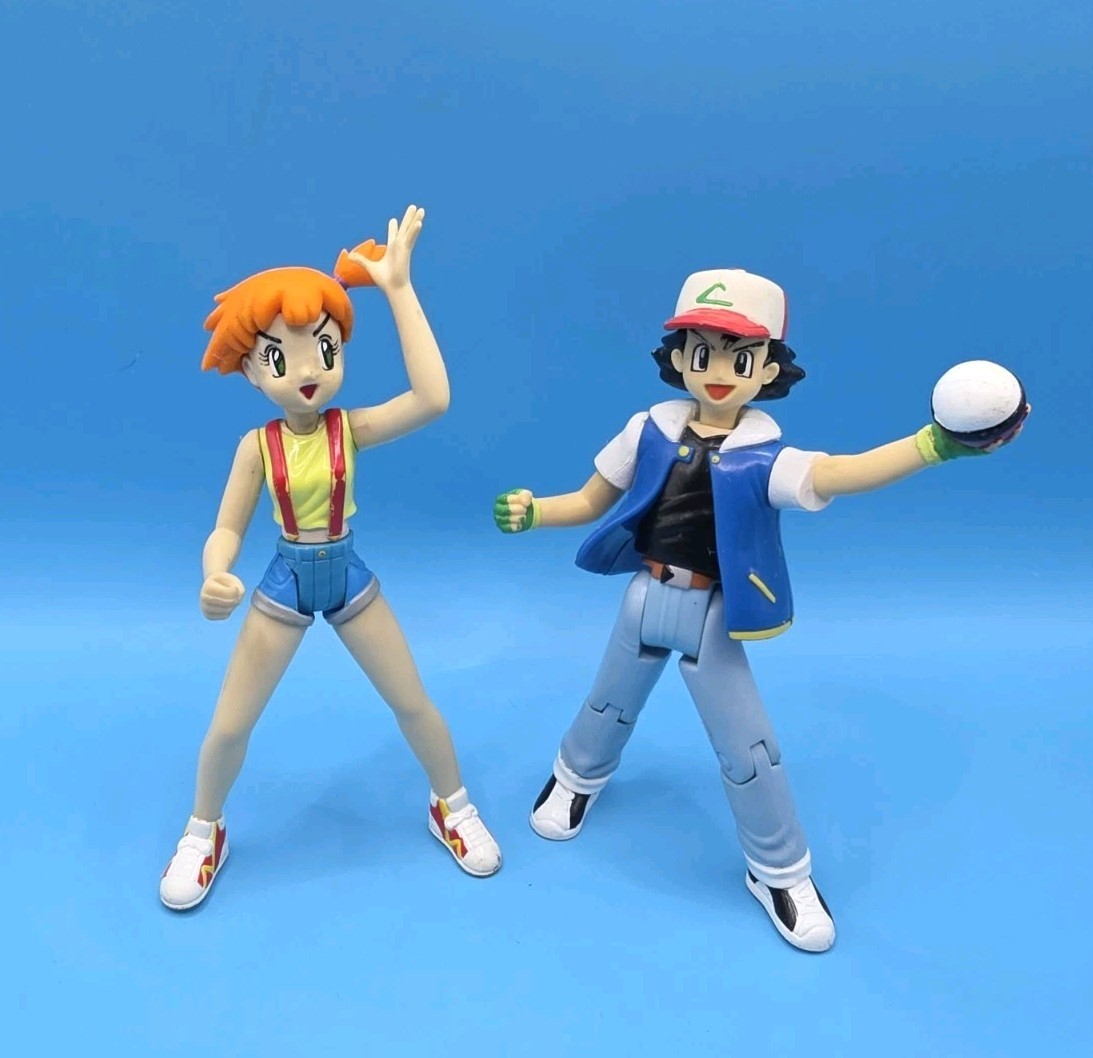Pokemon Ash Ketchum & Misty Action Figure Vintage Nintendo Fast Shipping !!!