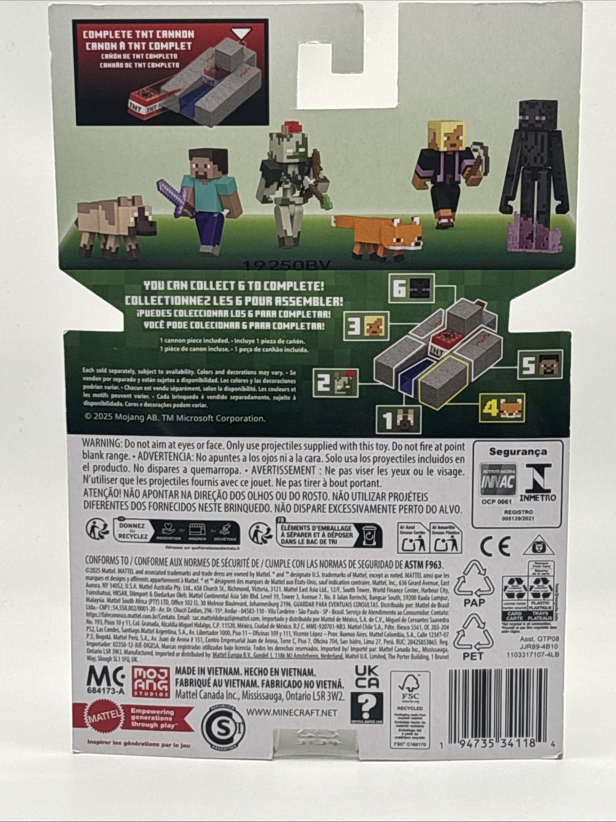 Minecraft Redstone Charged Fox 3.25&Prime; Figures with Building Piece – Brand New