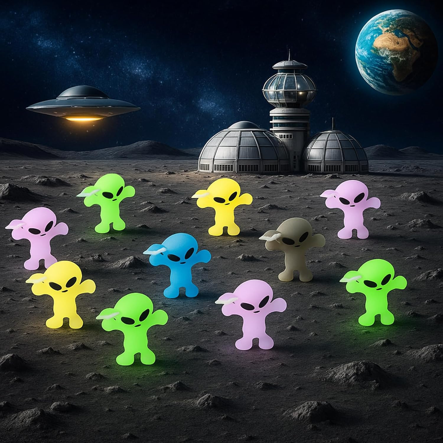 20 Pcs Colorful Mini Alien Figures Glow in the Dark Small Little Tiny Aliens Fig