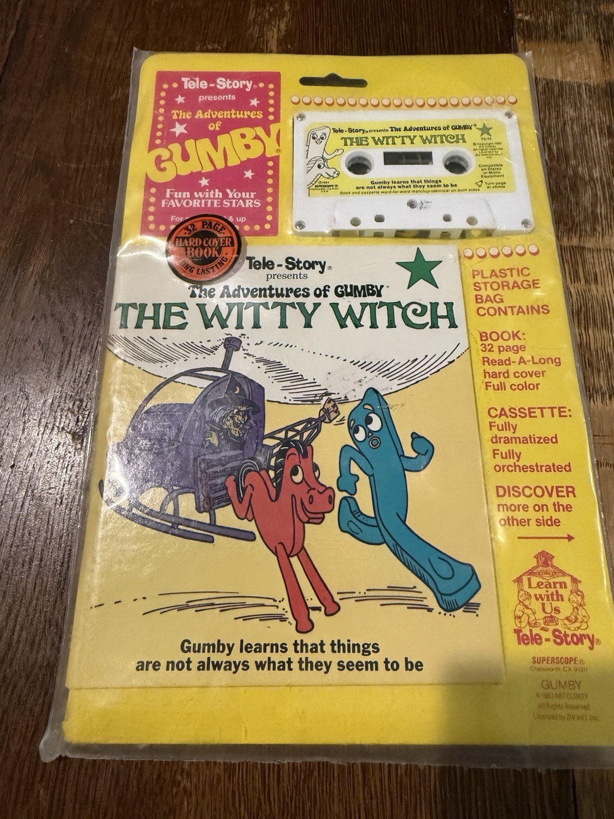 Vintage 1983 GUMBY Tele-Story Book & Cassette Set SEALED Children Kids NOS