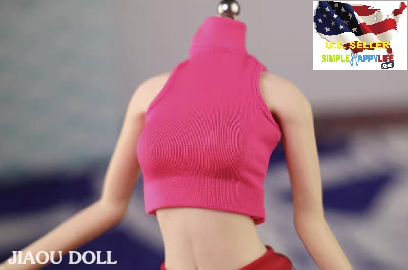 1/6 sleeveless turtleneck Pink top for 12&Prime; female figure phicen Hot toys ❶USA❶