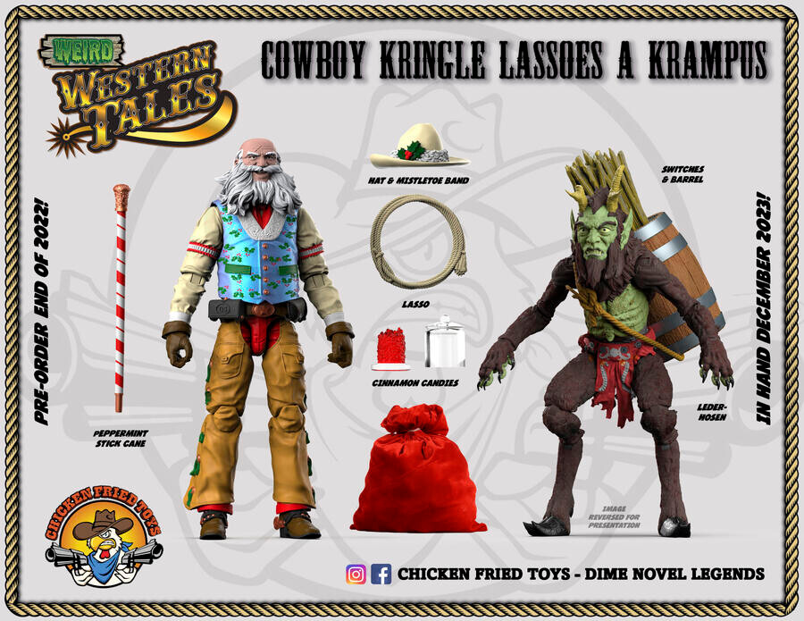 Weird Western Tales 1:18 scale (4&Prime;) Cowboy Kringle Lassoes the Krampus (2-pack)