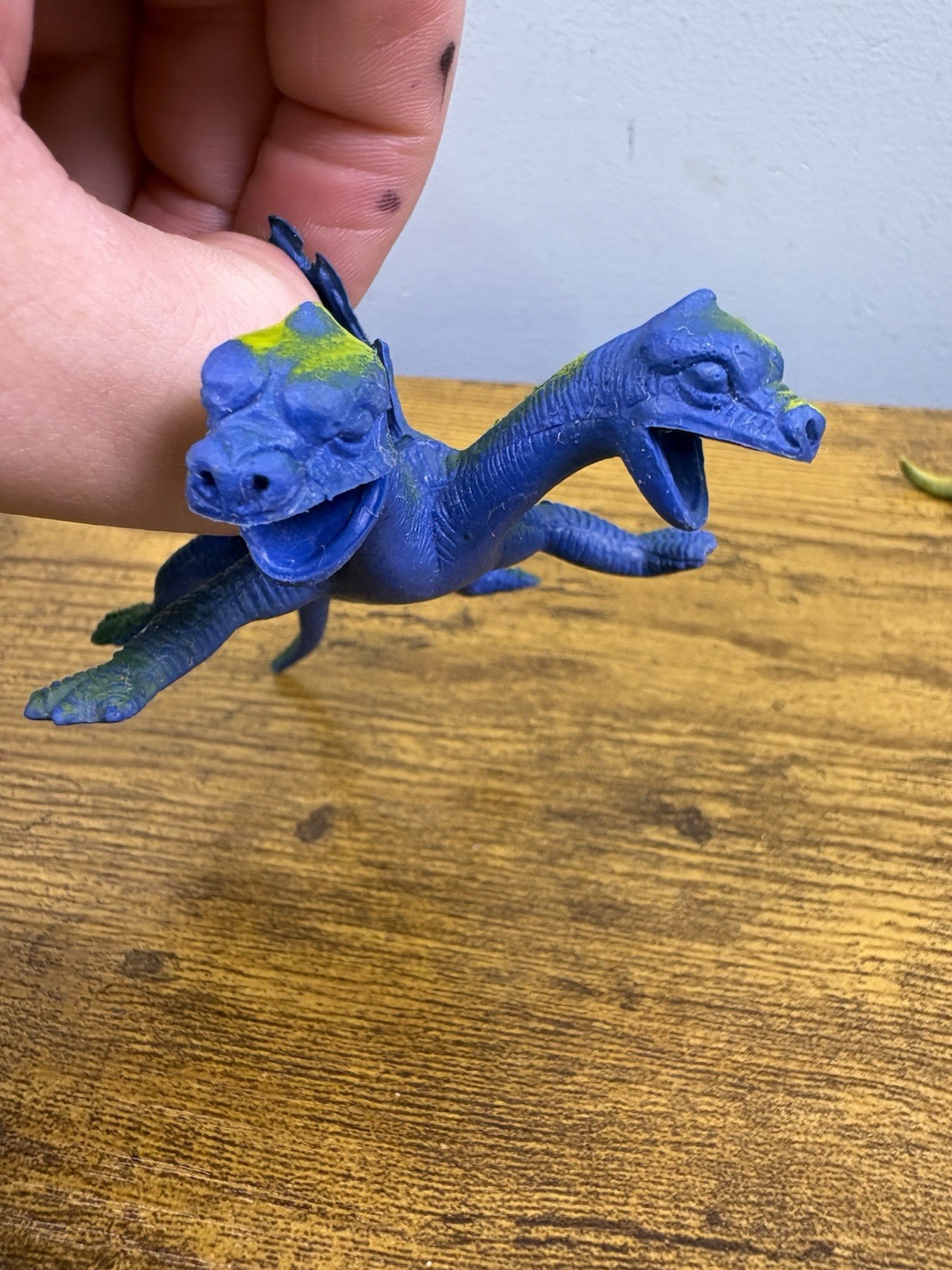 Dor Mei Double Headed Turtle Monster Figure Rubber Blue Green Fantasy Dragon
