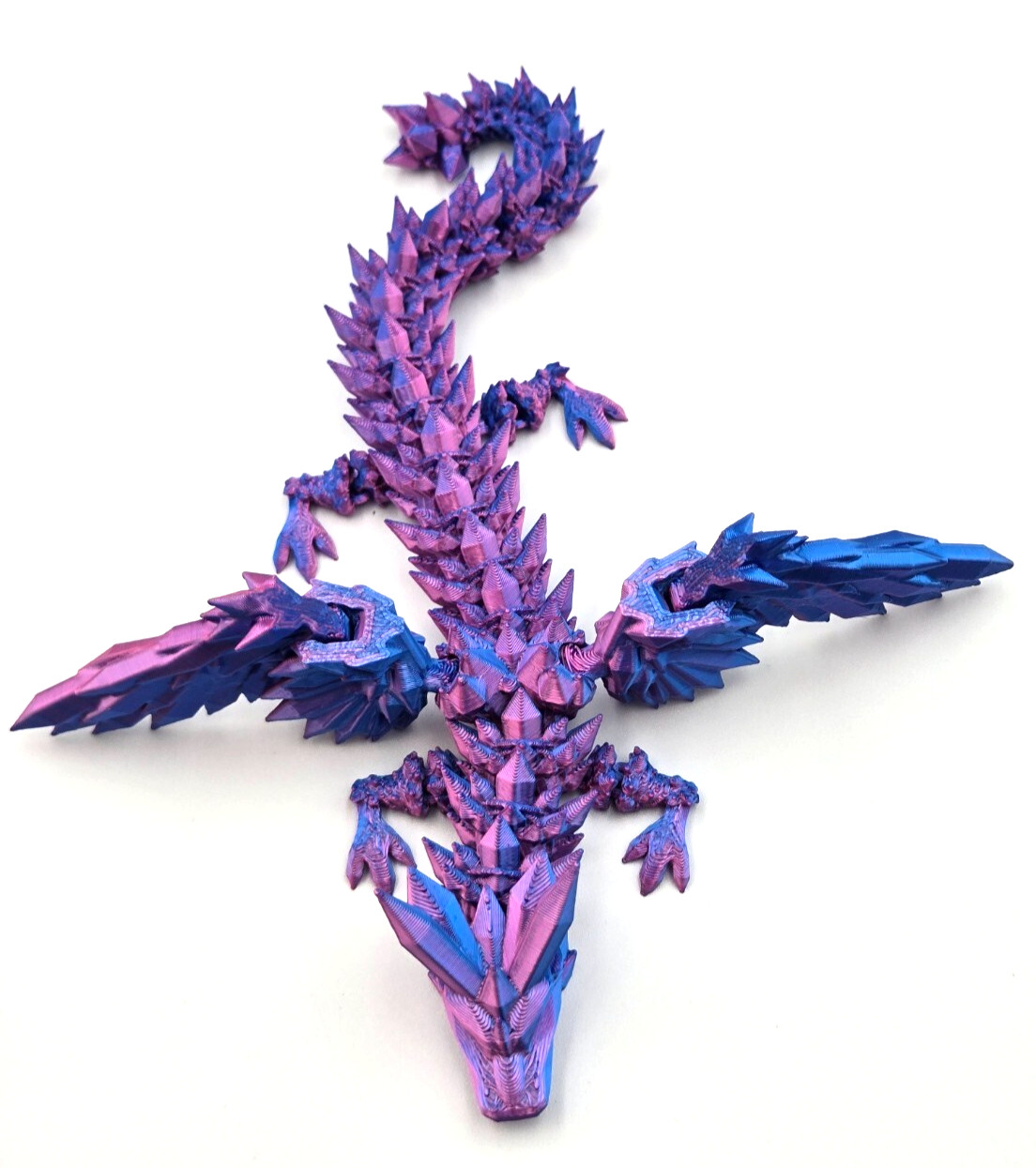 3D Printed Dragon Egg with Winged Dragon, 9&Prime; Articulated, Purple
