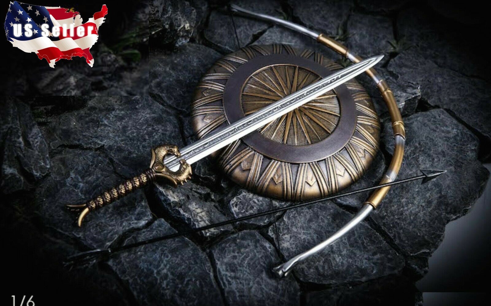 1/6 Wonder Sword Shield Bow Set For 12&Prime; Hot Toys TBLeague PHICEN Figure Weapon