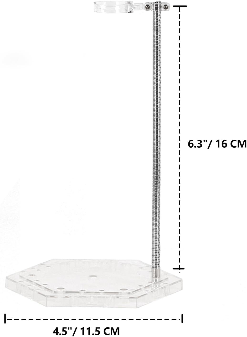 Action Figure Stand with Adjustable Metal Support Arm, Action Figure 2Pcs Clear