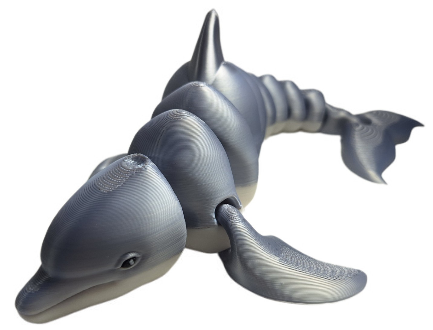Gray Dolphin Flexible 3d Printed 11&Prime; Articulated Ocean Mammal Fidget Toy