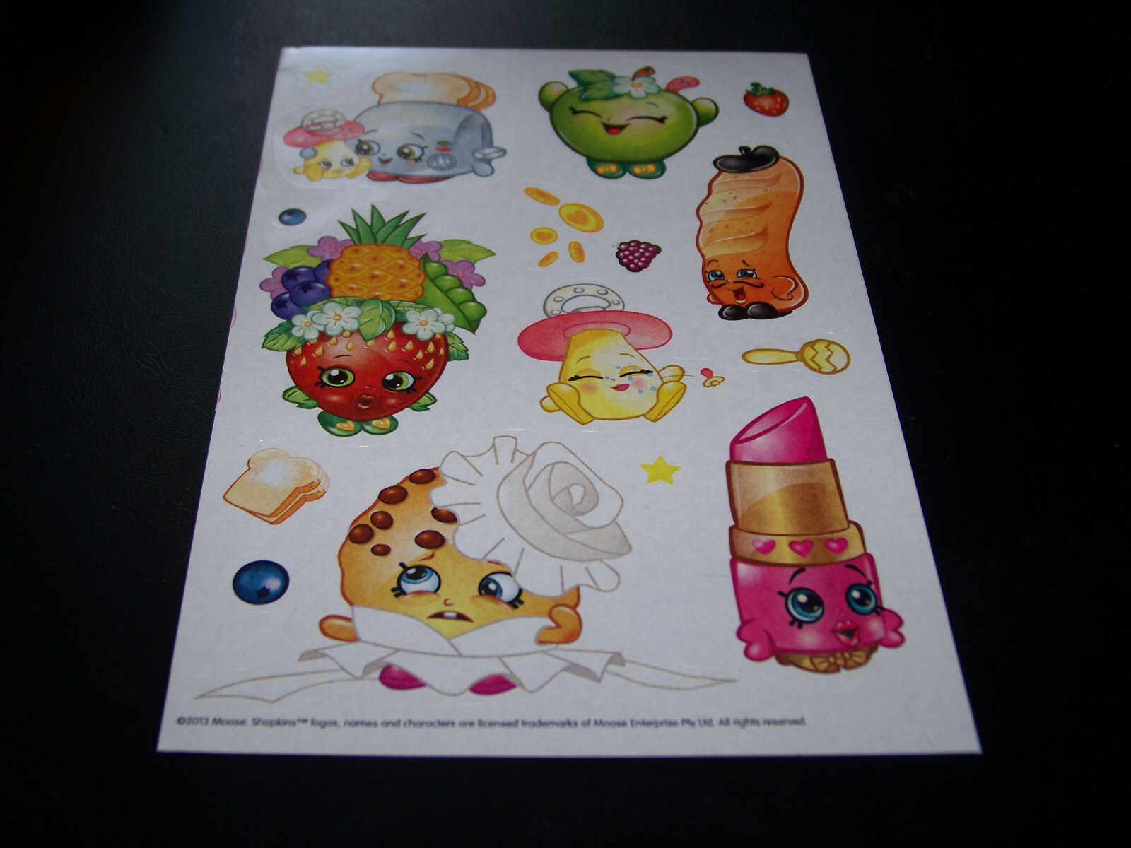 SHOPKINS 2013 MOOSE ENTERPRISE STICKERS SHEET