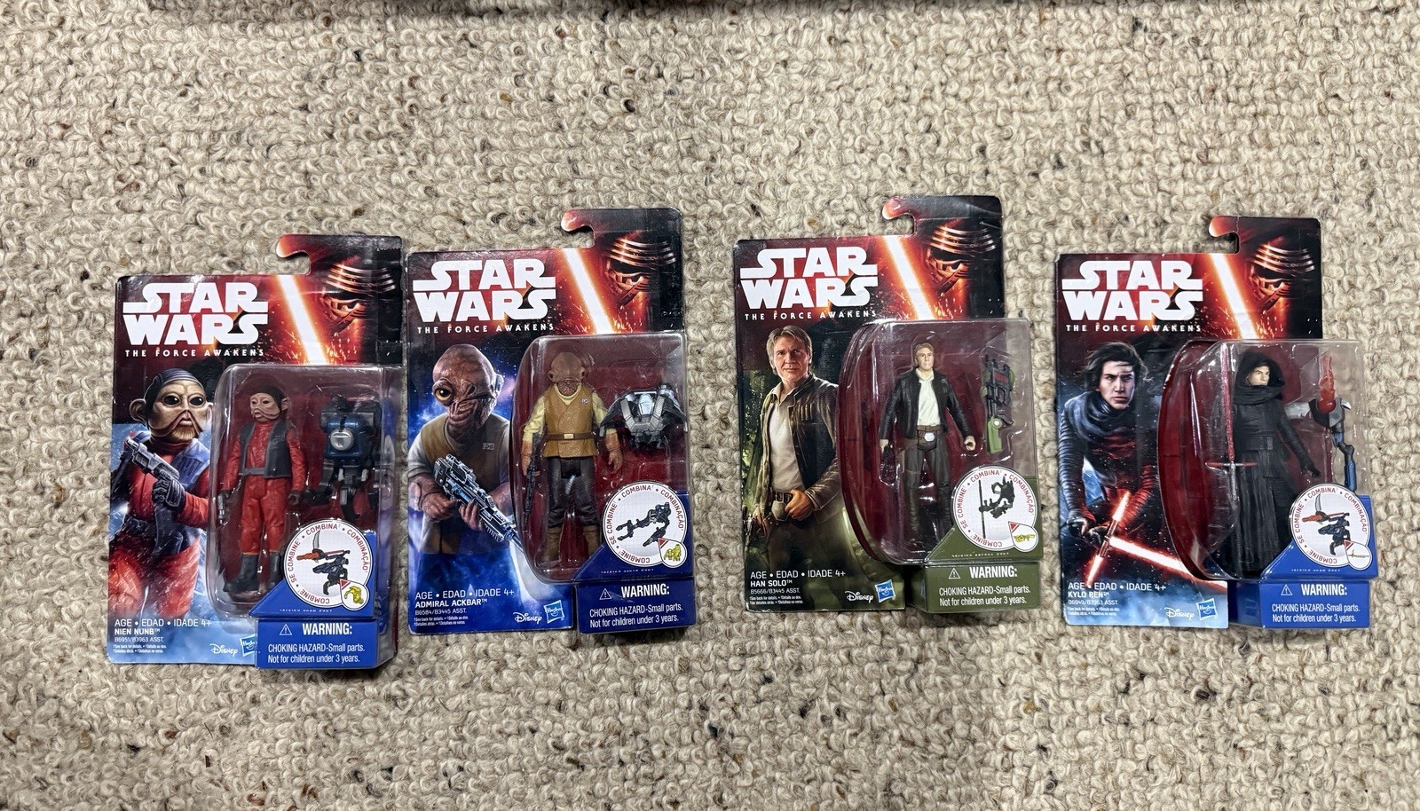 Star Wars Force Awakens 3.75&Prime; Lot- Han Solo, Kylo Ren, Admiral Ackbar, Nein Numb