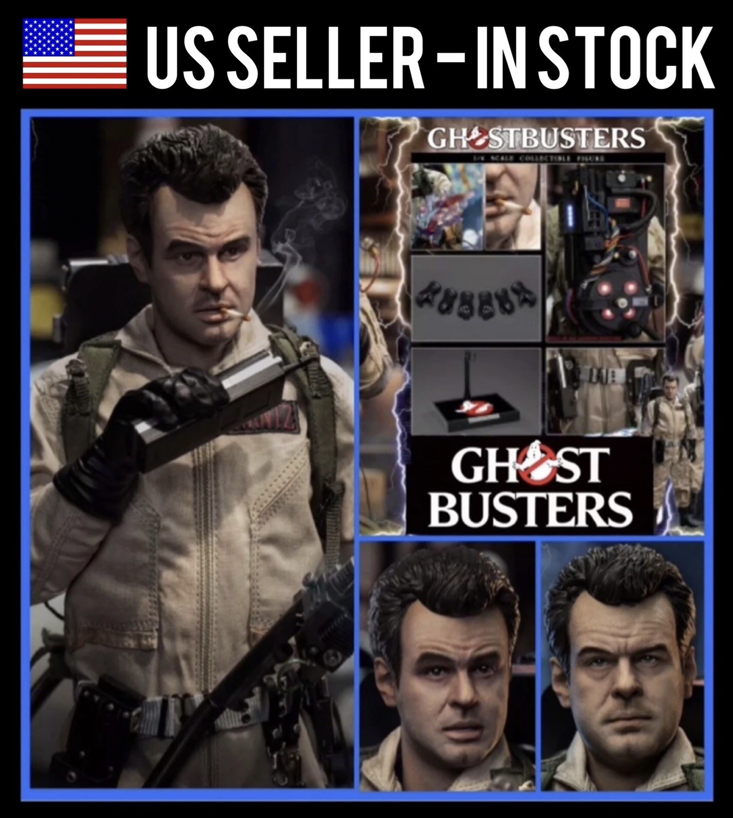 1/6 Ghostbusters Ray Stanz 12&Prime; Dan Aykroyd Figure + 2 Heads – US SELLER SP77