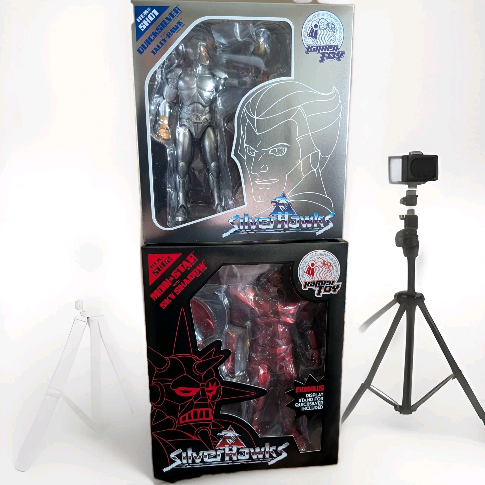 🇺🇸 SilverHawks MonStar with Quicksilver Set SH02 SH01 Ramen Toys By Super7