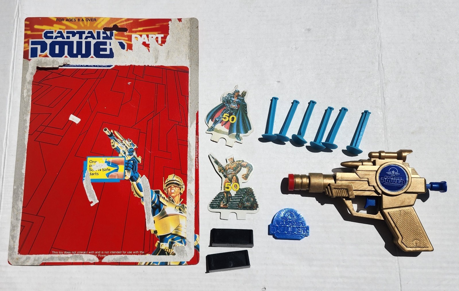 VINTAGE CAPTAIN POWER DART GUN TARGET GAME 1987 ARCO RARE Tested & Works!