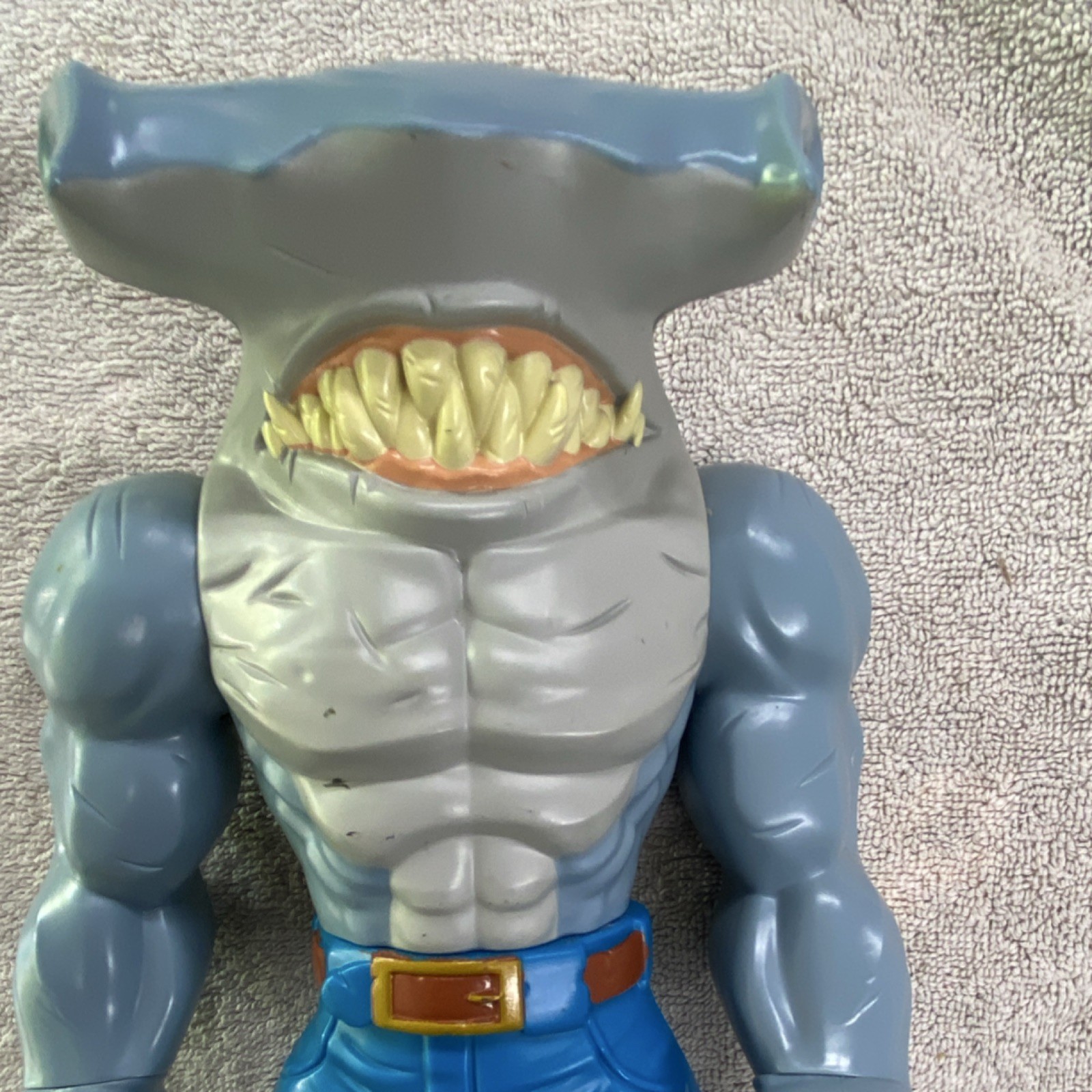 Humanoid Sharkman Action Figure Plastic Gray Blue Blue Pants Brown Belt