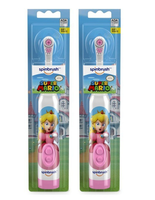2 PACK Spinbrush Toothbrush Super Mario Princess Peach NEW SEALED FREE SHIPPING