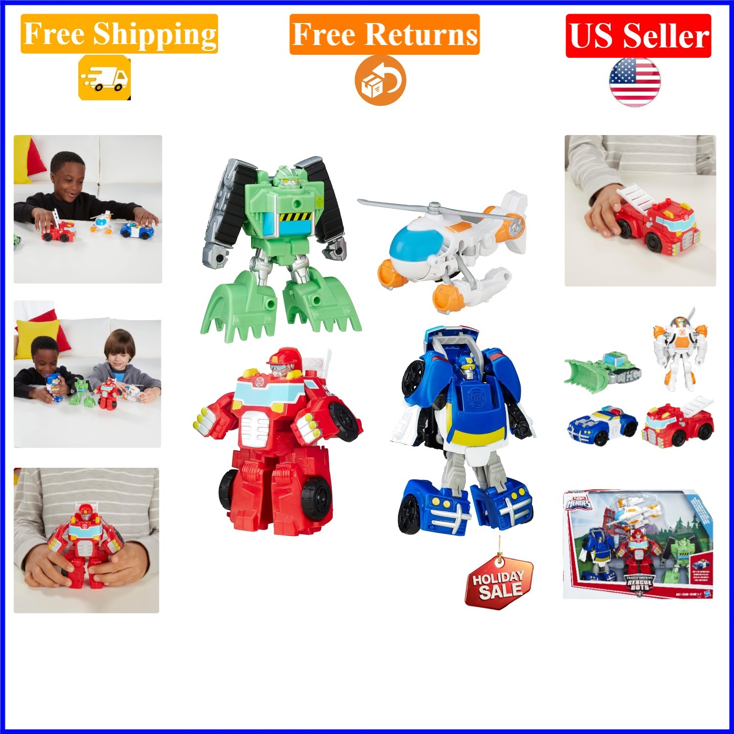 Rescue Bots Griffin Rock Team Action Figures Set of 4, Kids’ Toy, Multi-Color