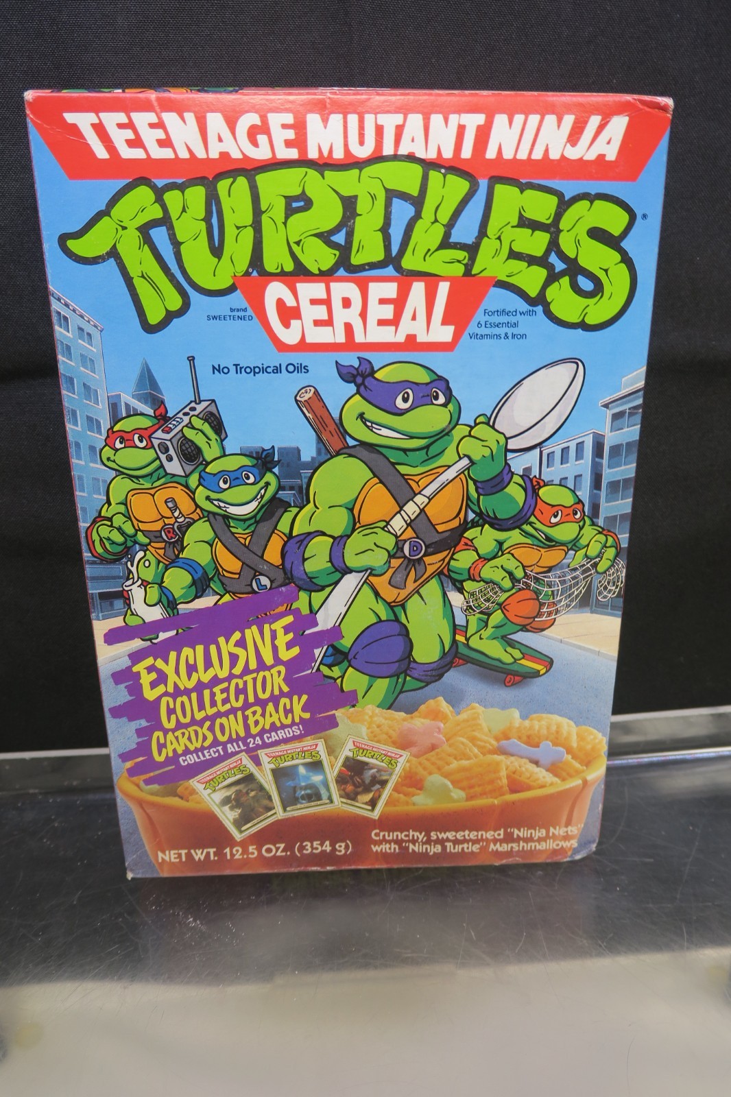 TMNT Teenage Mutant Ninja Turtles Cereal – Ralston Purina -Full Box w/Cards 1990
