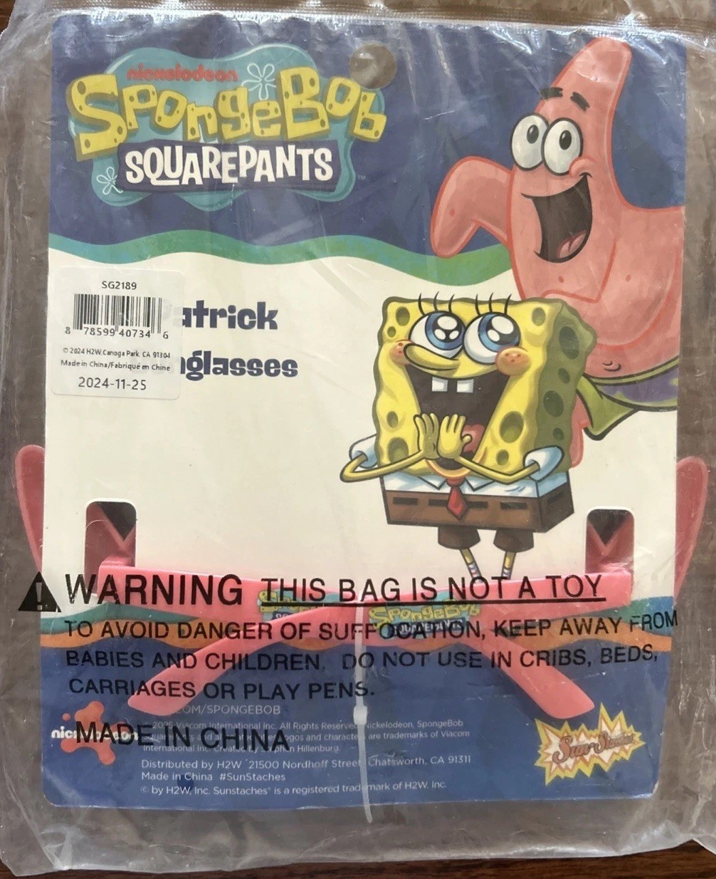 Nickelodeon SpongeBob SquarePants Patrick Star Sunglasses/Sun Staches – New