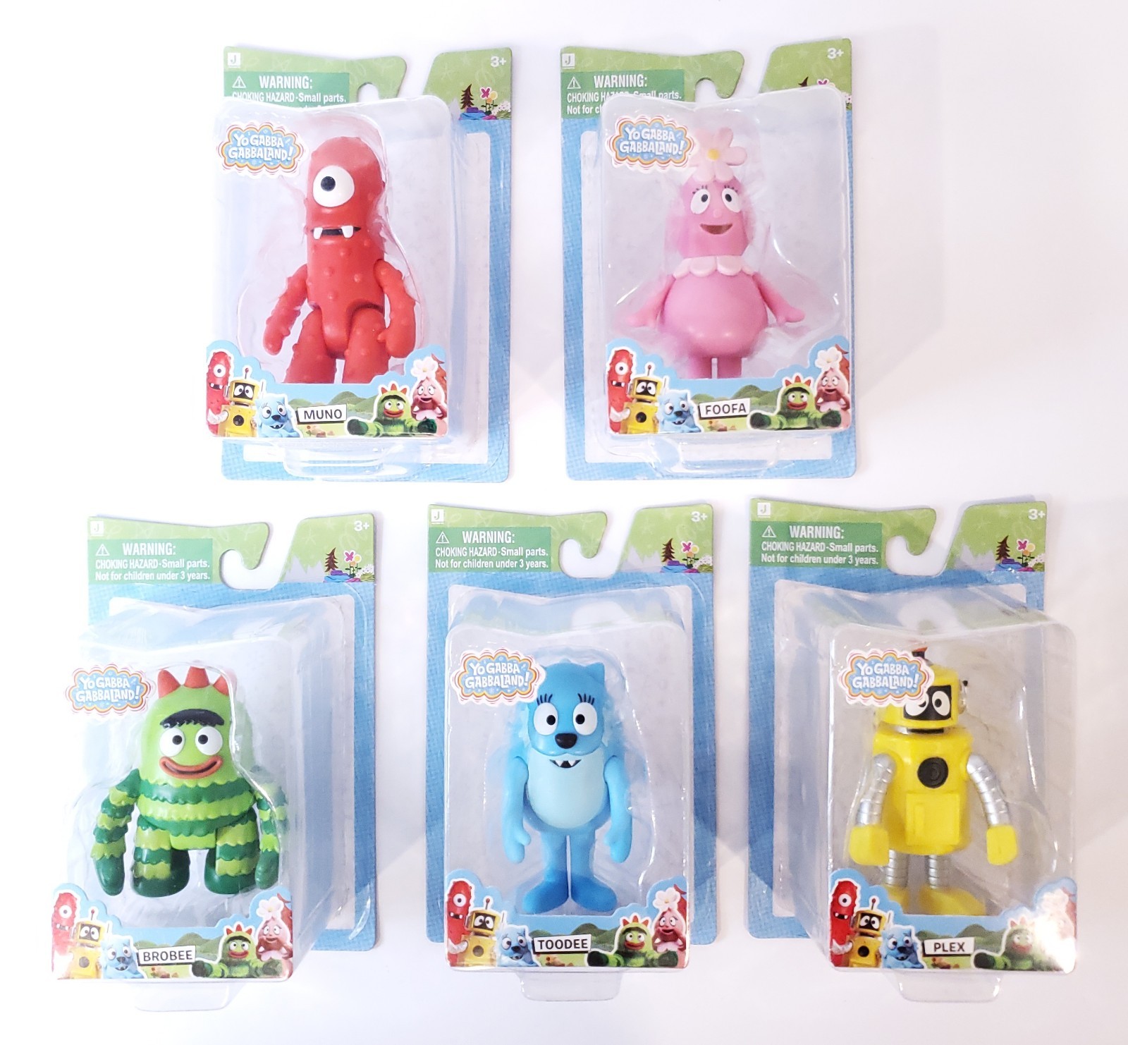 New Yo Gabba Gabba Action Figures Lot Posable Toodee Nuno Foofa Brobee Plex Set