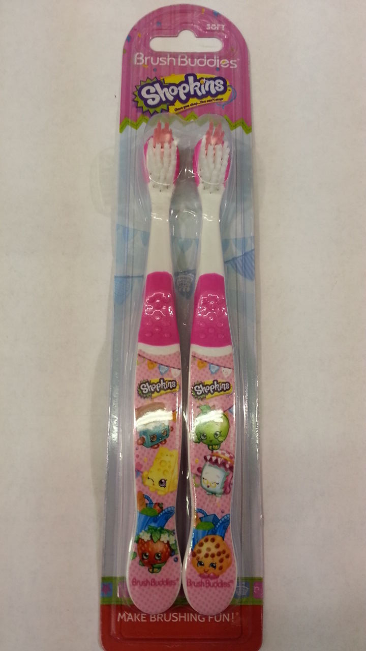 SHOPKINS 2 PIECES KID TOOTH BRUSHES SET 100% ORIGINAL LICENSED MUST L@@K