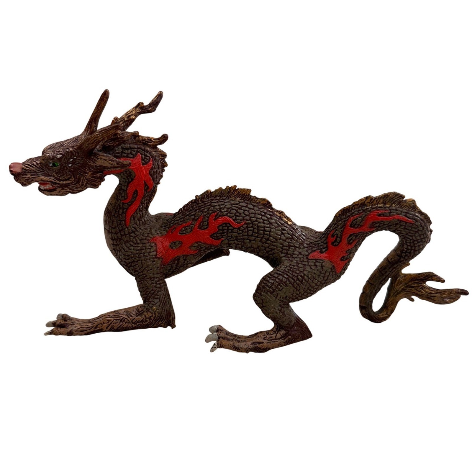 Papo Chinese Dragon Toy Figurine 2010 Brown Red Flame Mythical Creature