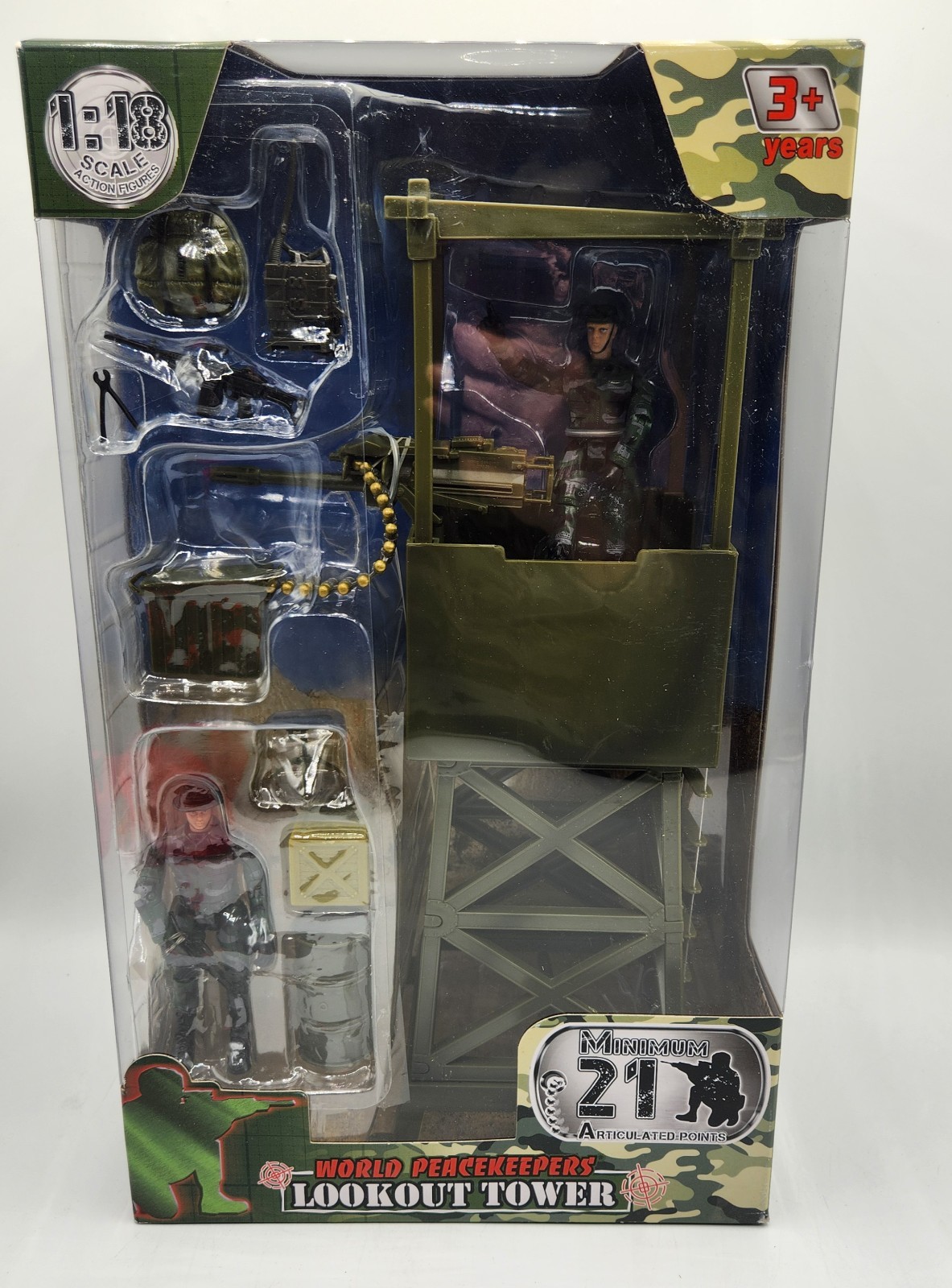 World Peacekeepers Lookout Tower Plus Action Figures New 1:18 Scale