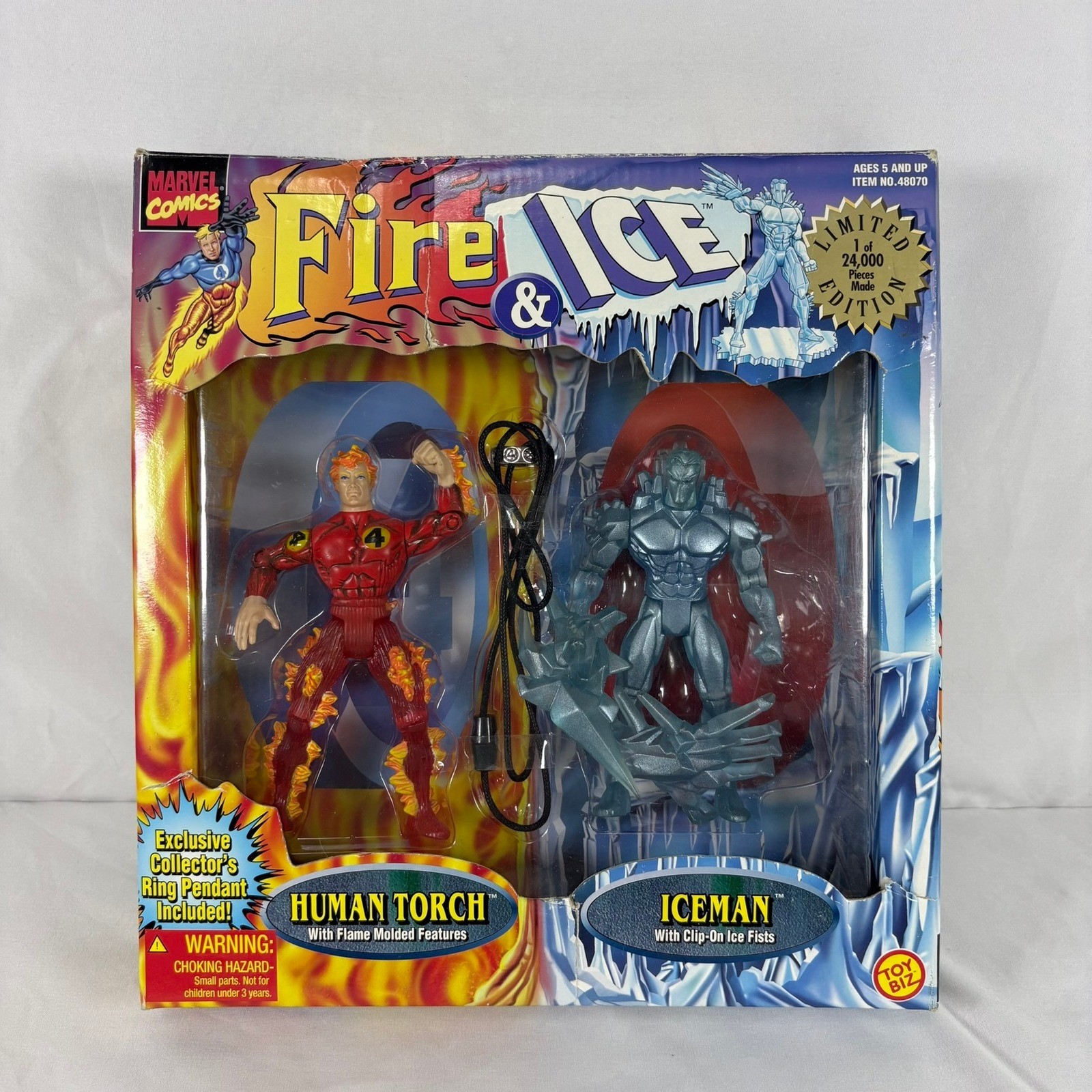 Toy Biz Marvel Fire & Ice Action Figures Human Torch Iceman 2-Pack 1997 Limited