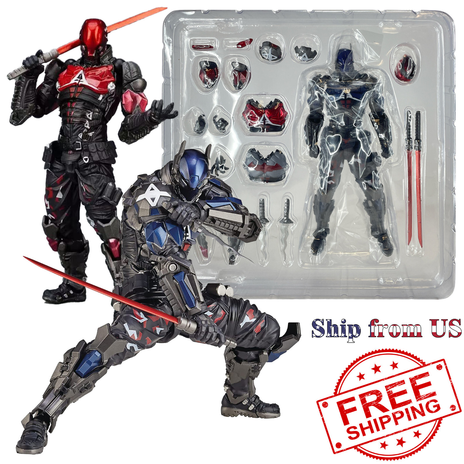 Amazing Yamaguchi Revoltech Arkham Knight Batman Action Figure Collection Model